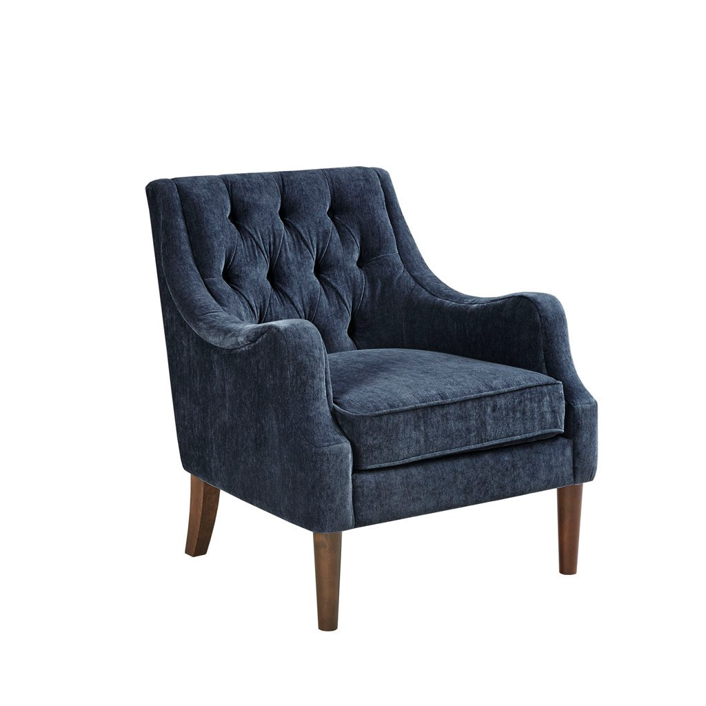 Qwen Button Tufted Navy Accent Chair