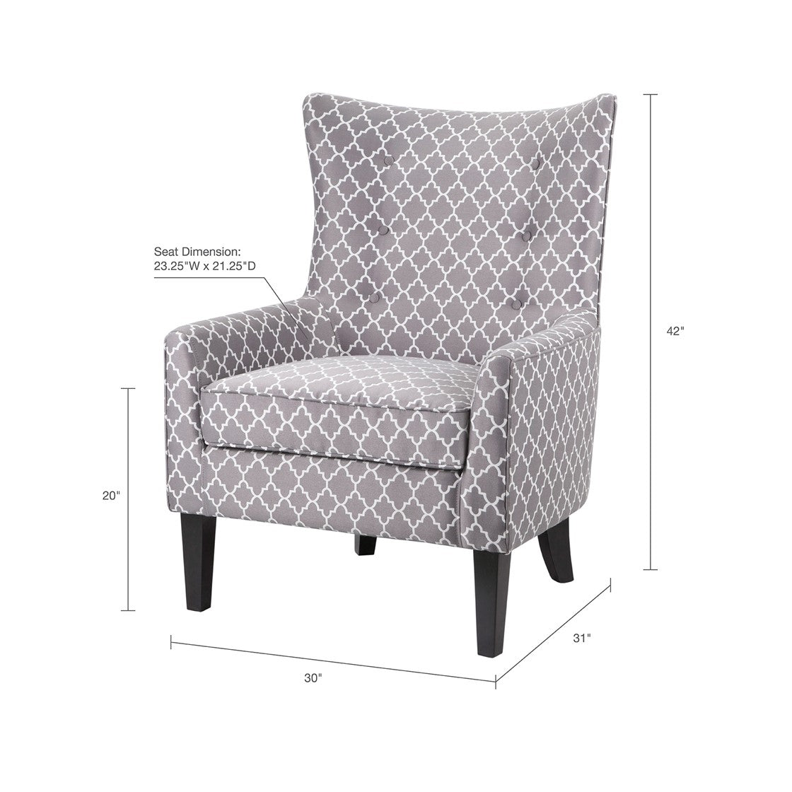 Carissa Shelter Grey Wing Chair