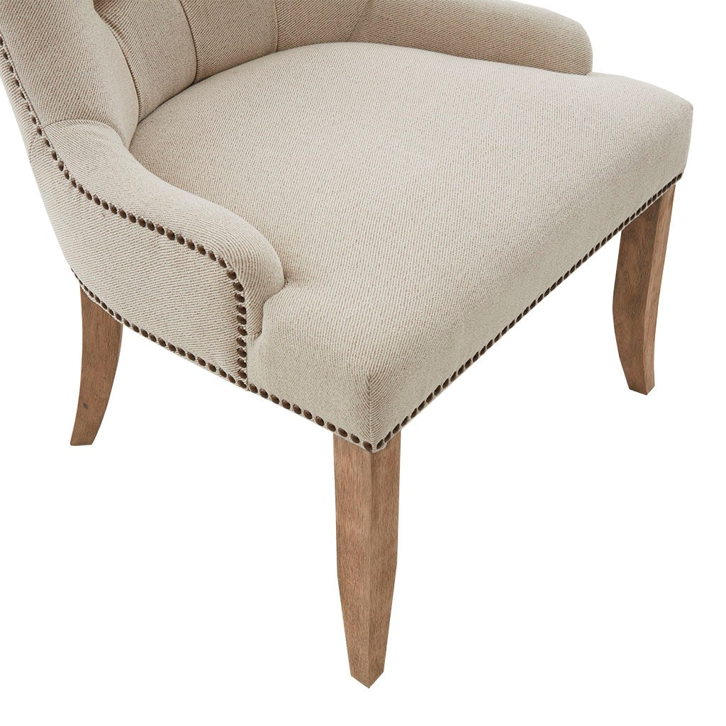 Lucas Cream Button Tufted Captain Accent Chair