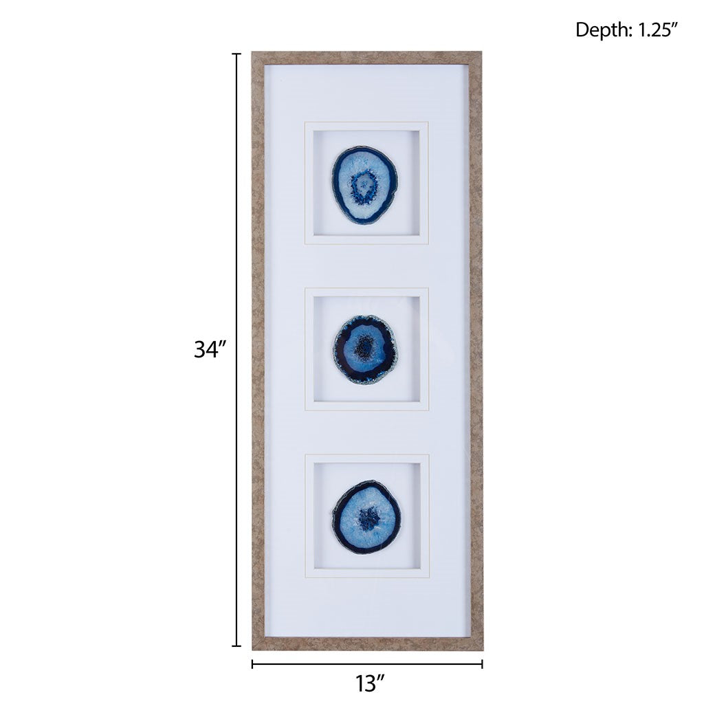 Natural Agate Trio 100% Real Stone Framed Graphic (4" Agate)