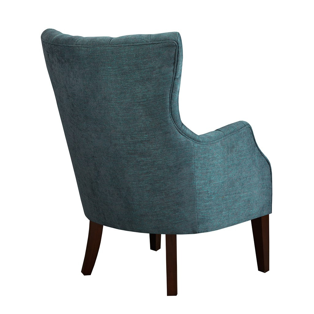 Hannah Button Tufted Teal Wing Chair