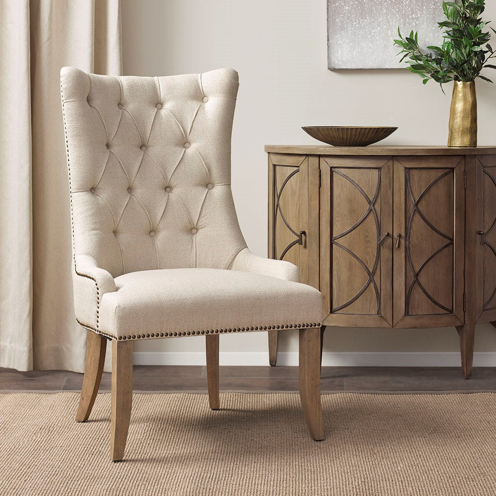 Lucas Cream Button Tufted Captain Accent Chair