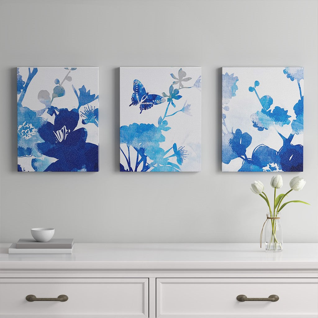 Cobalt Garden Gel Coated Canvas 3 Piece Set