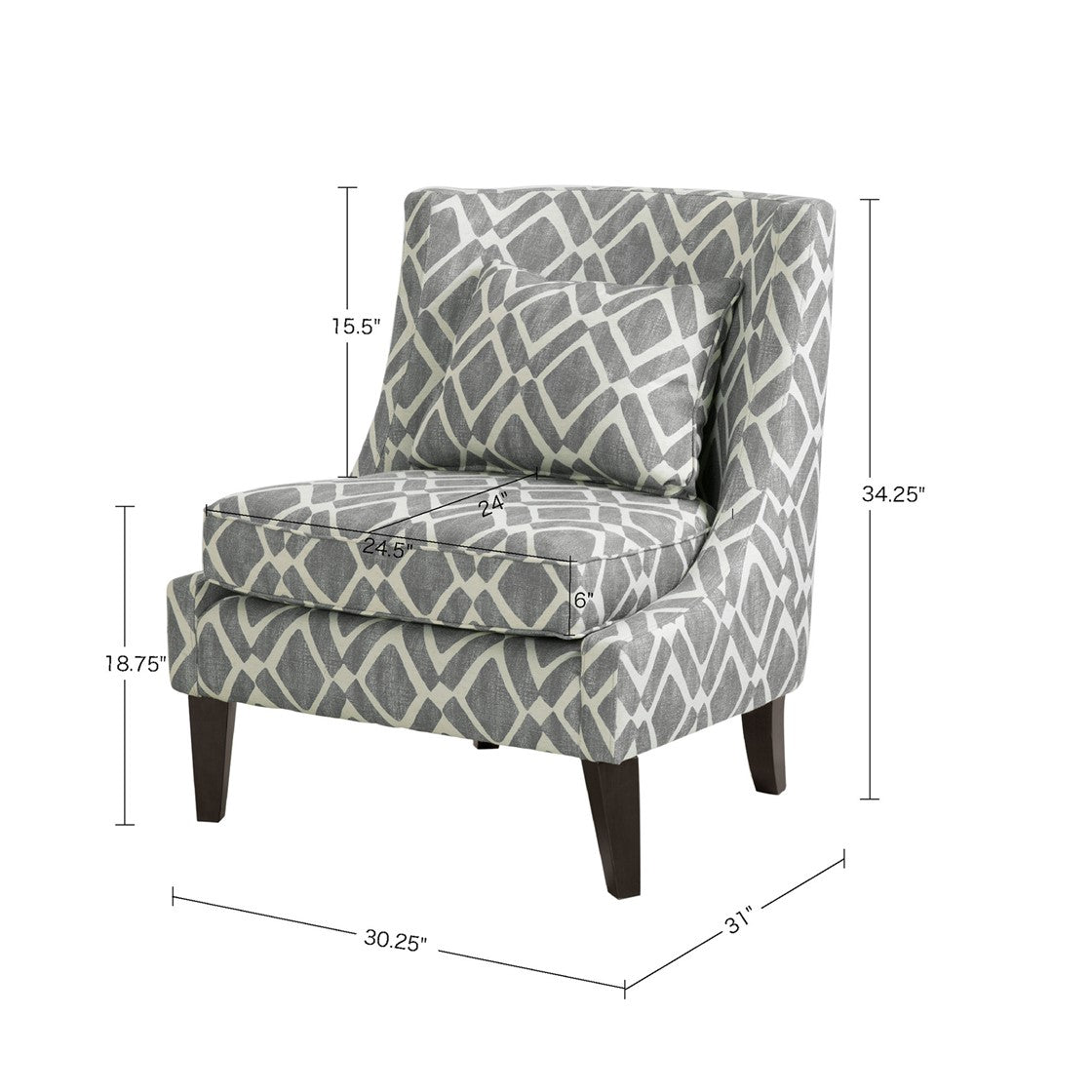 Waverly Swoop Grey Arm Chair