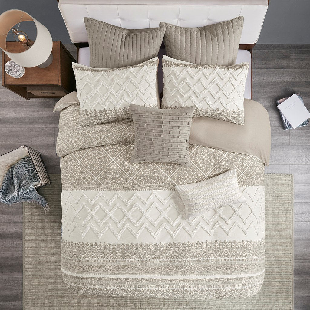 Mila Cotton Printed Duvet Cover Set with Chenille