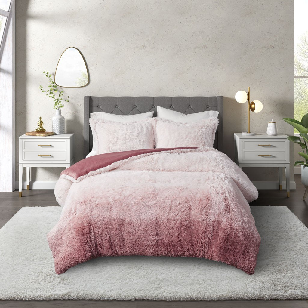 Cleo Ombre Shaggy Fur Comforter Set