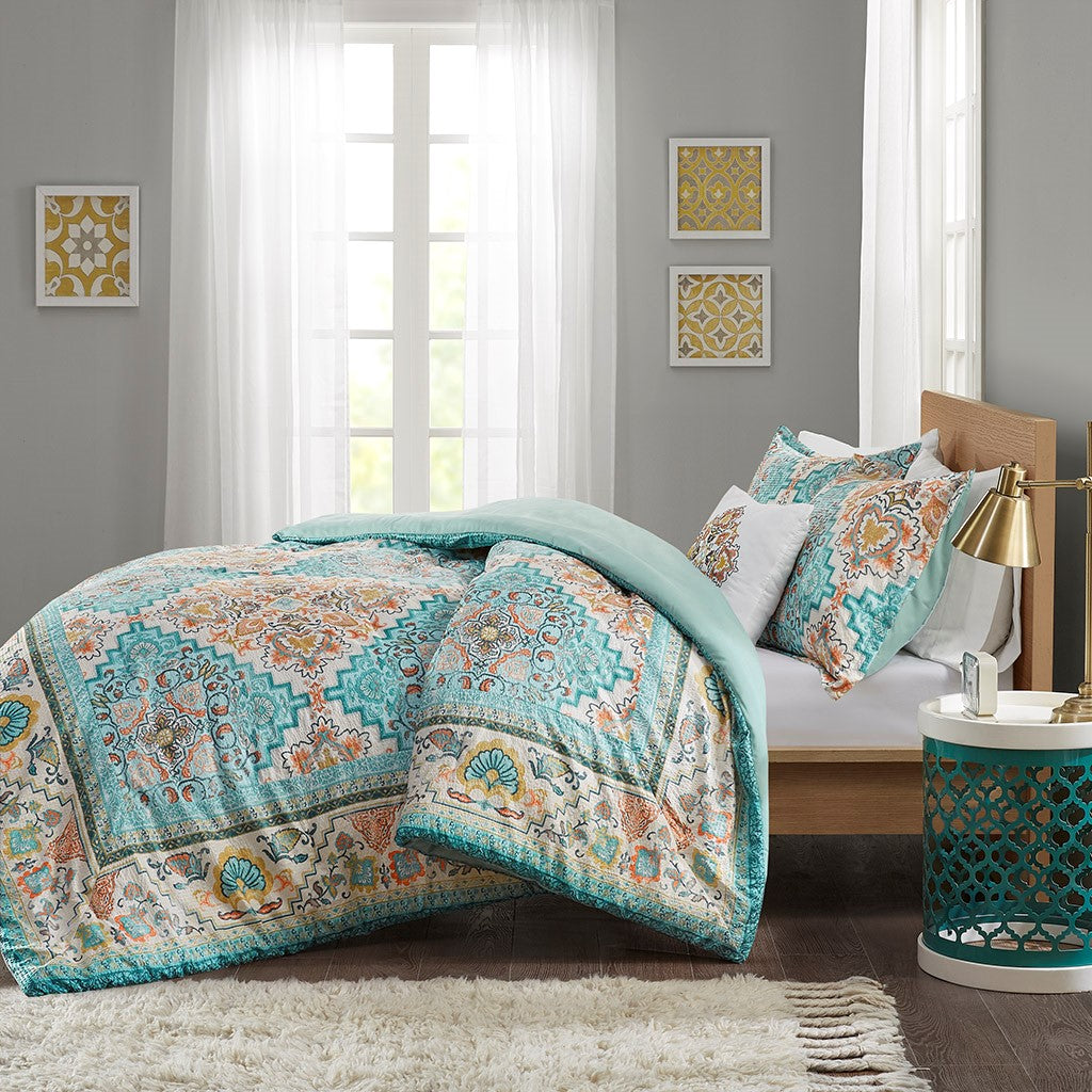 Deliah Seersucker Boho Printed Duvet Cover Set