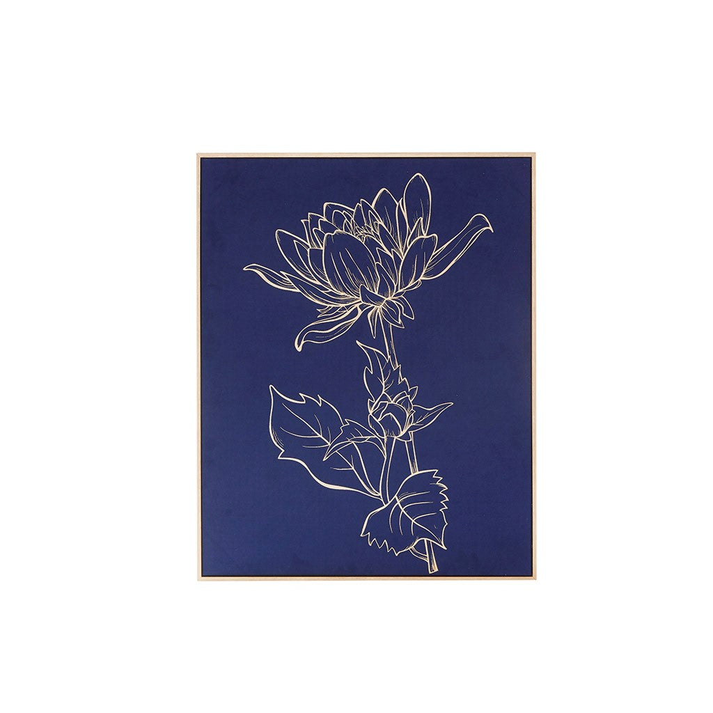 Velvet Lotus Framed Velour Canvas with Gold Foil