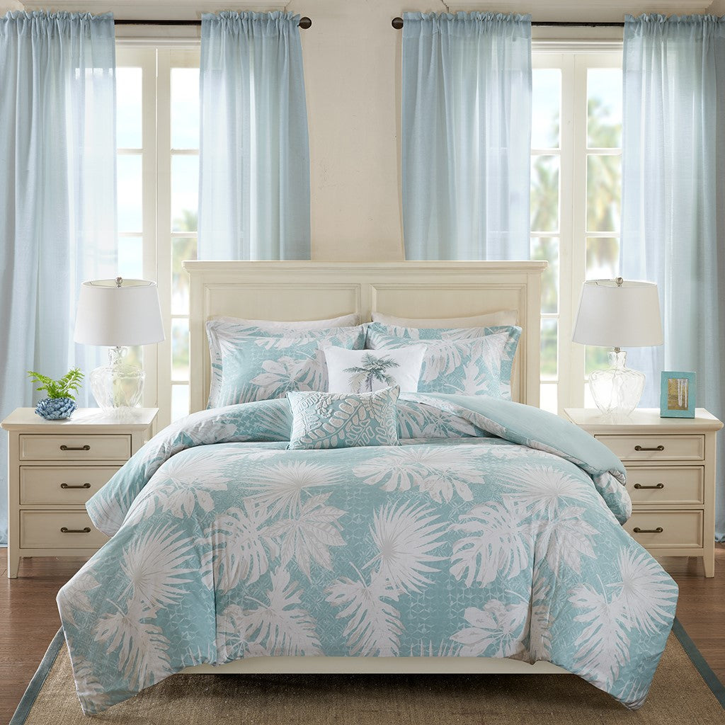 Palm Grove Cotton Printed 5 Piece Duvet Cover Set