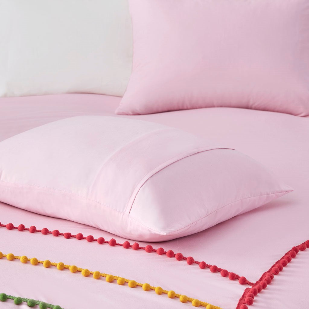 Juniper Rainbow Comforter Set With Pompom Trim