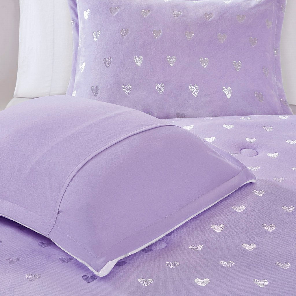 Rosalie Metallic Printed Plush Comforter Set