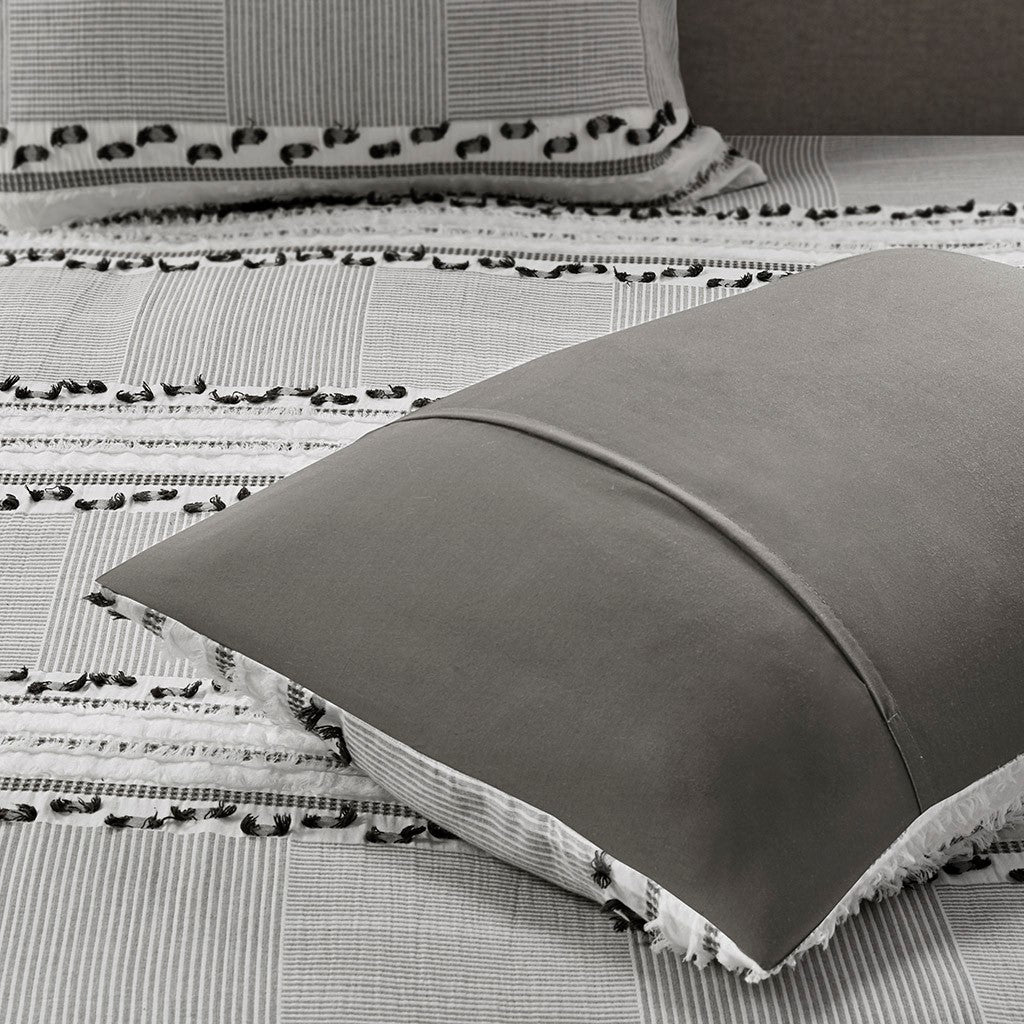 Lennon Organic Cotton Jacquard Duvet Cover Set