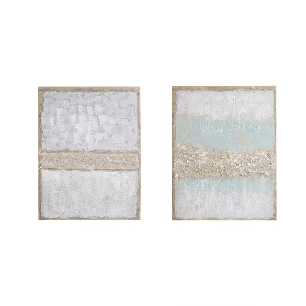 Radiant Flatland 2 Piece Glitter Canvas Art Set Hand Embellished