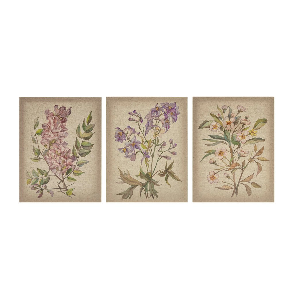 Linen Botanicals Printed Linen Canvas Set of 3