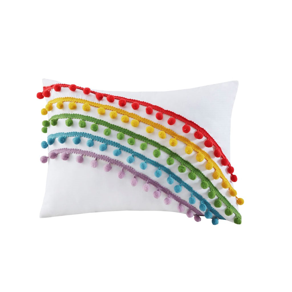 Juniper Rainbow Comforter Set With Pompom Trim