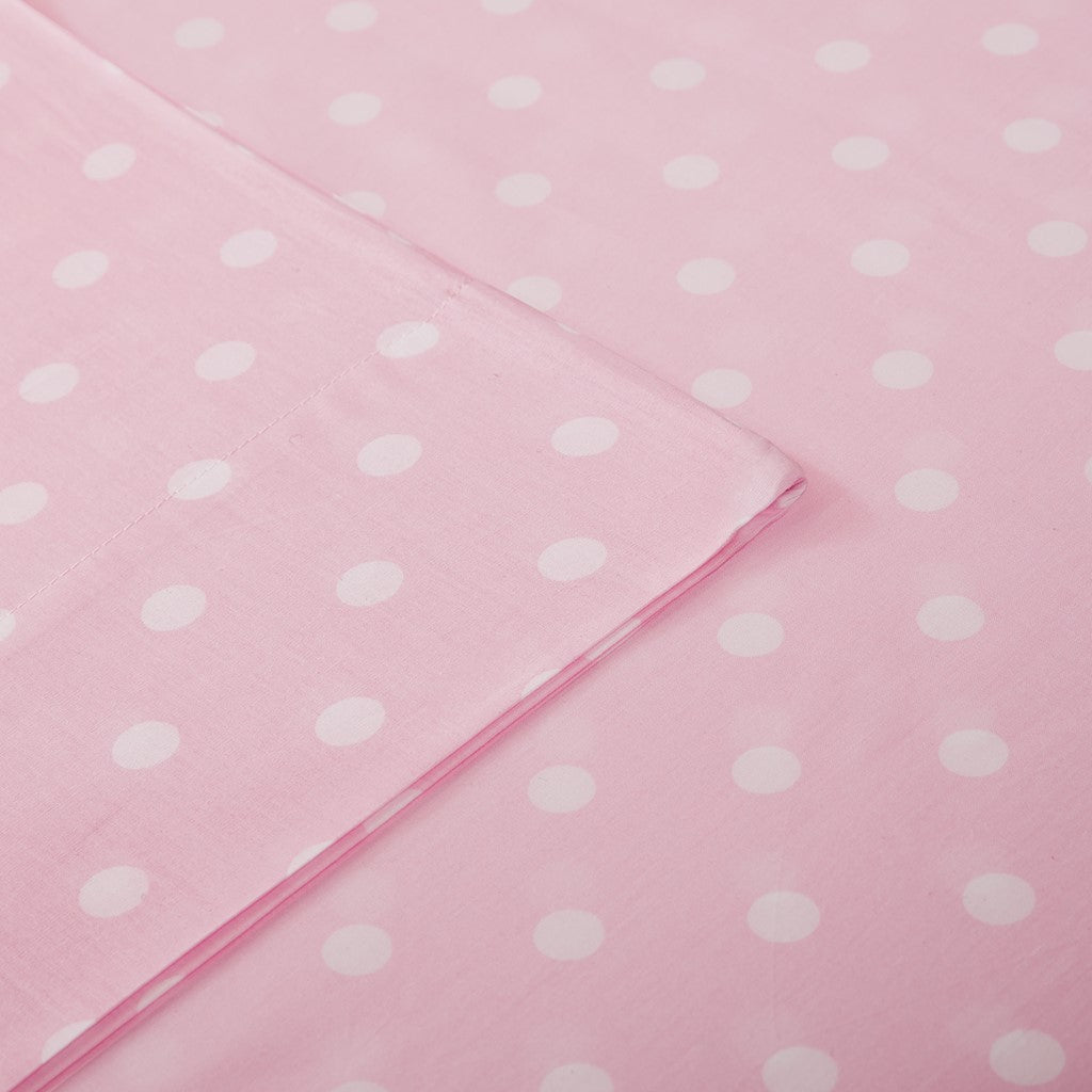 Polka Dot Printed 100% Cotton Sheet Set