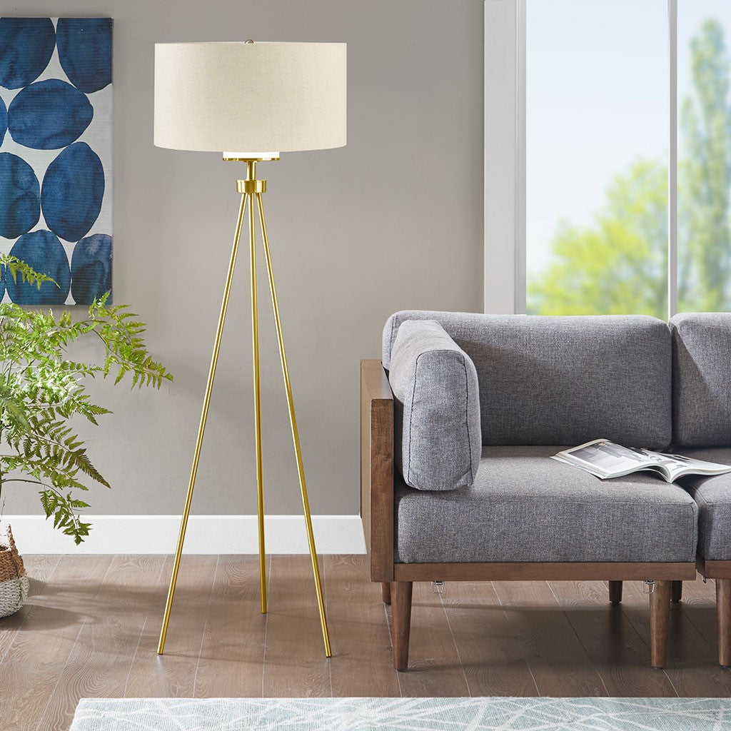 Pacific Tripod Gold Floor Lamp