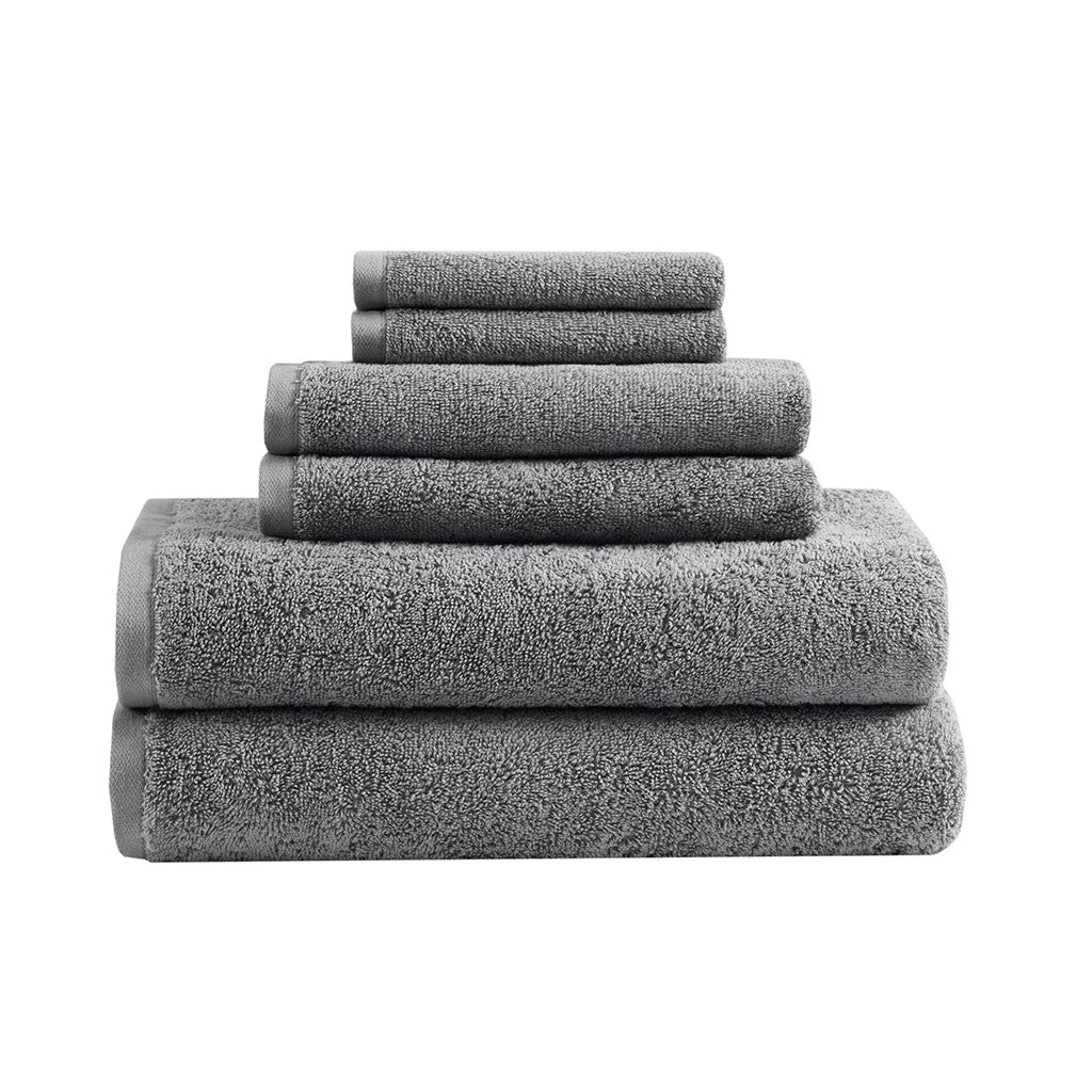 Aure 100% Cotton Solid 6 Piece Antimicrobial Towel Set