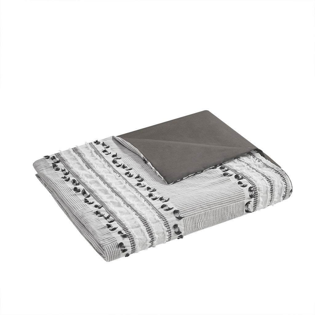 Lennon Organic Cotton Jacquard Duvet Cover Set