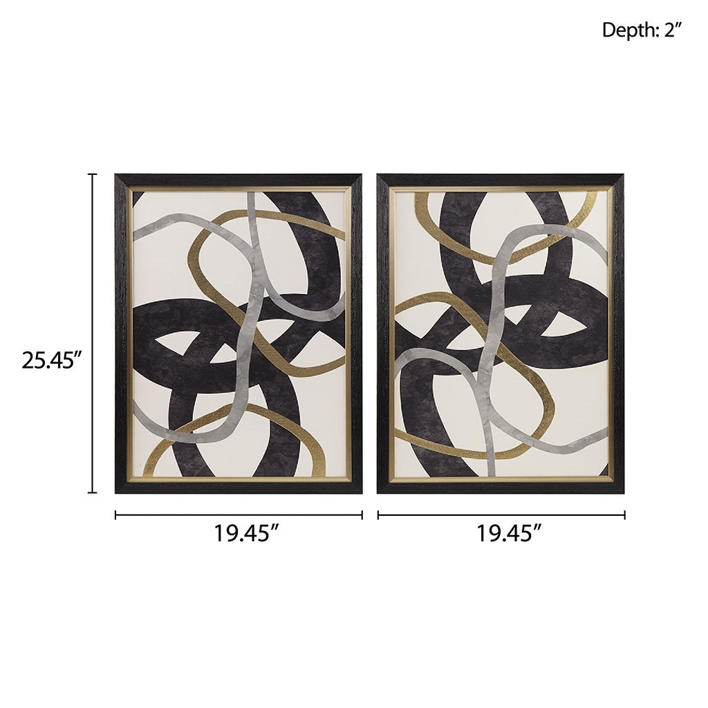 Moving Midas Abstract Gold Foil Framed Canvas 2 Piece Set