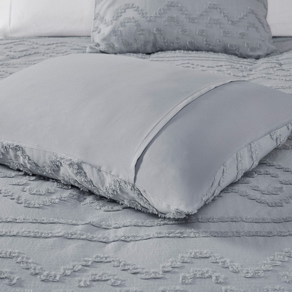 Annie Solid Clipped Jacquard Duvet Cover Set