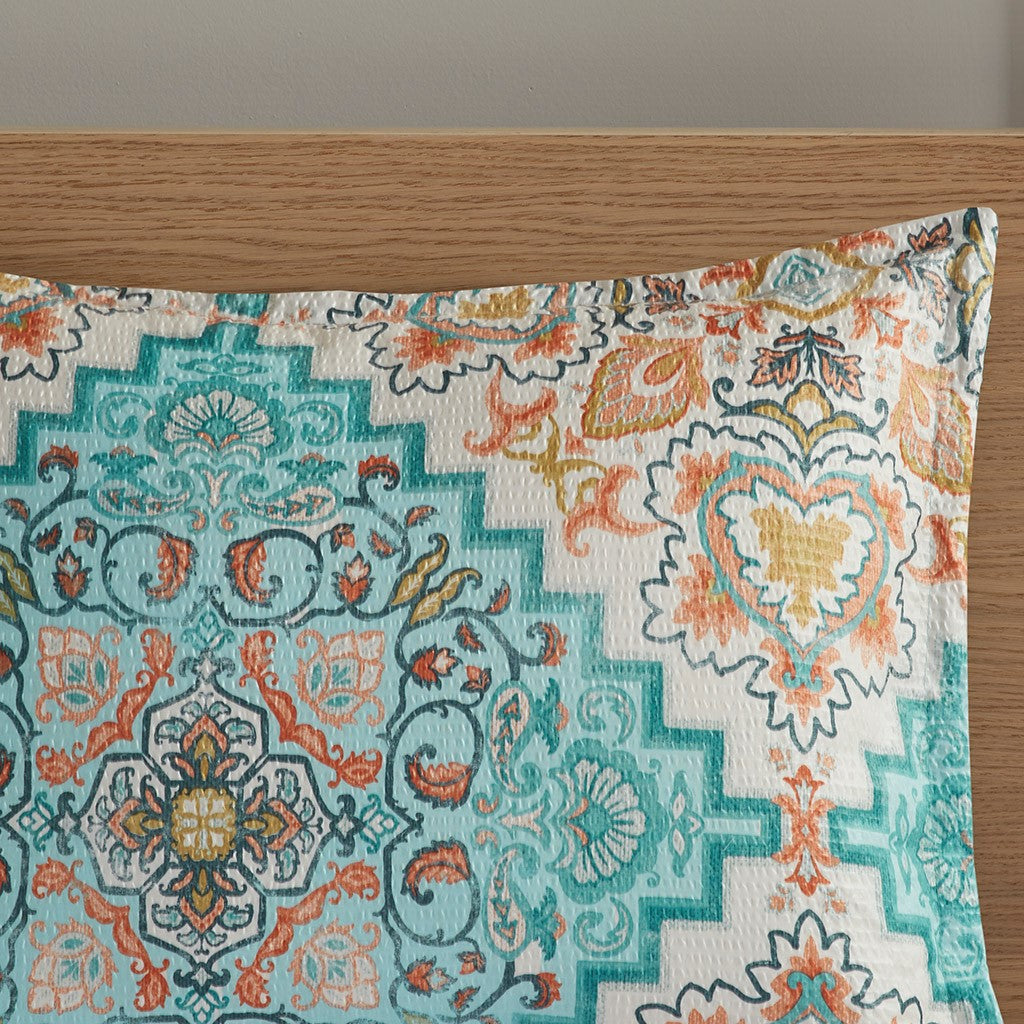 Deliah Seersucker Boho Printed Duvet Cover Set