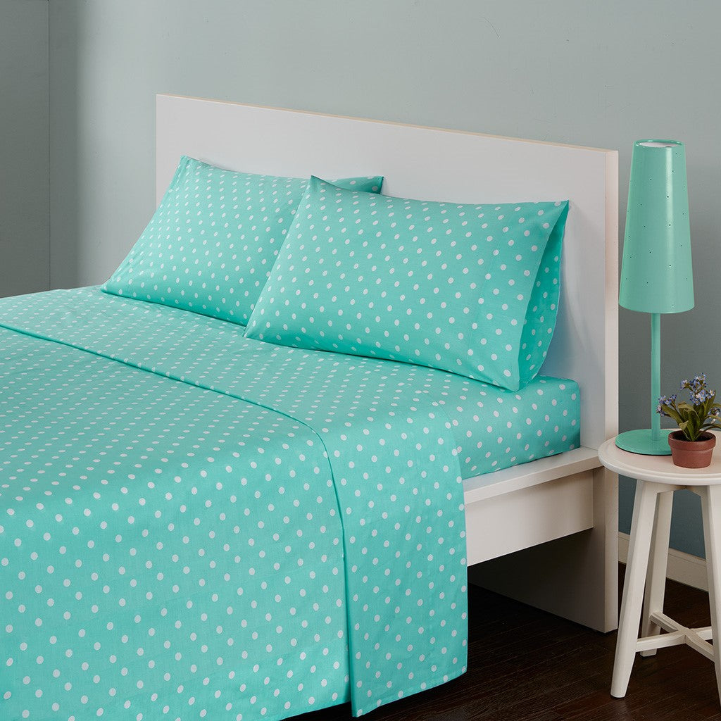 Polka Dot Printed 100% Cotton Sheet Set