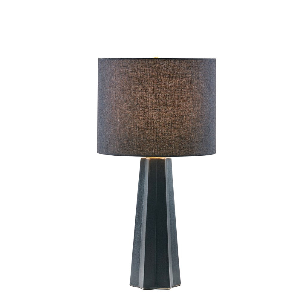 Athena Ceramic Ribbed Black Table Lamp