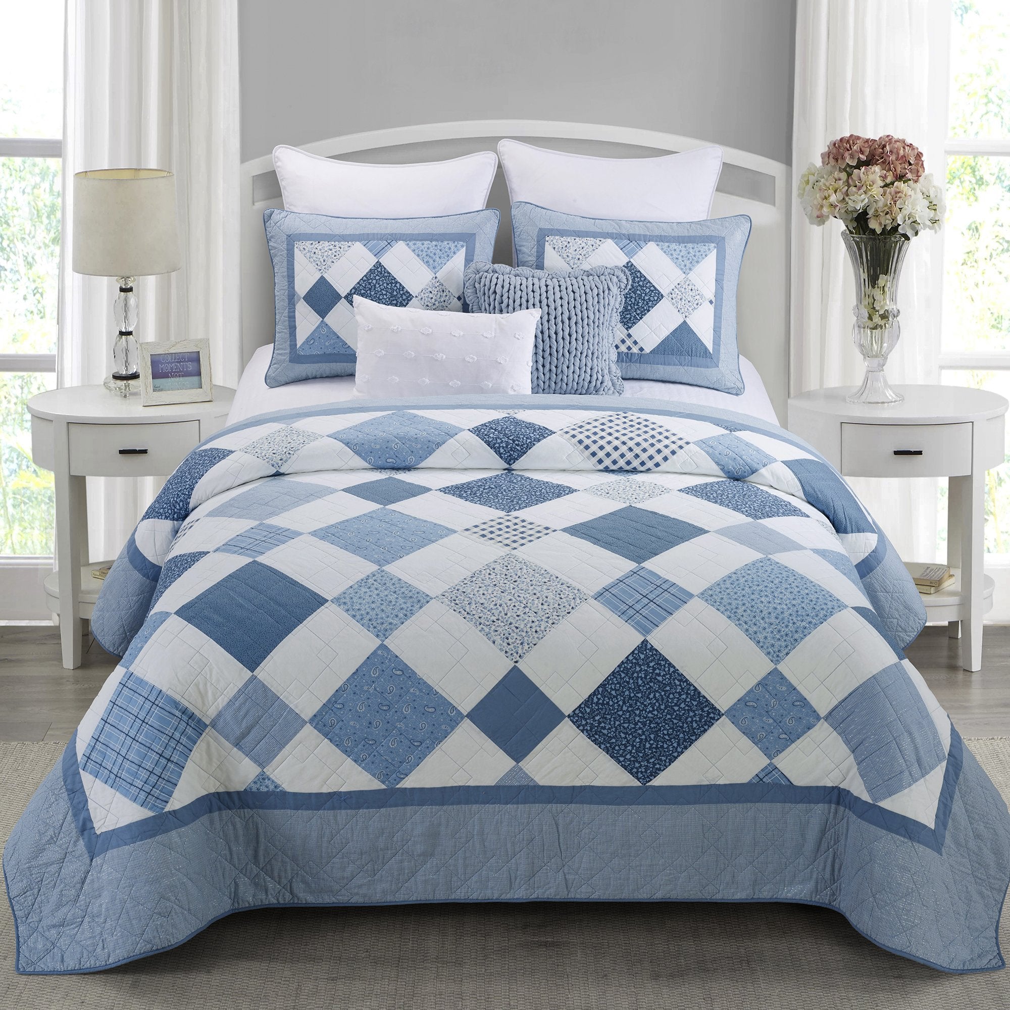 Azure Diamond 3-Piece Quilt Set Quilt Sets By Donna Sharp