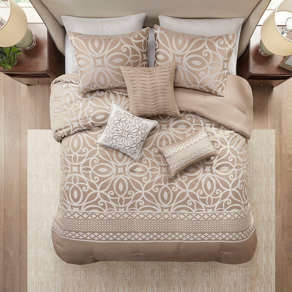 Carina 7 Piece Jacquard Comforter Set