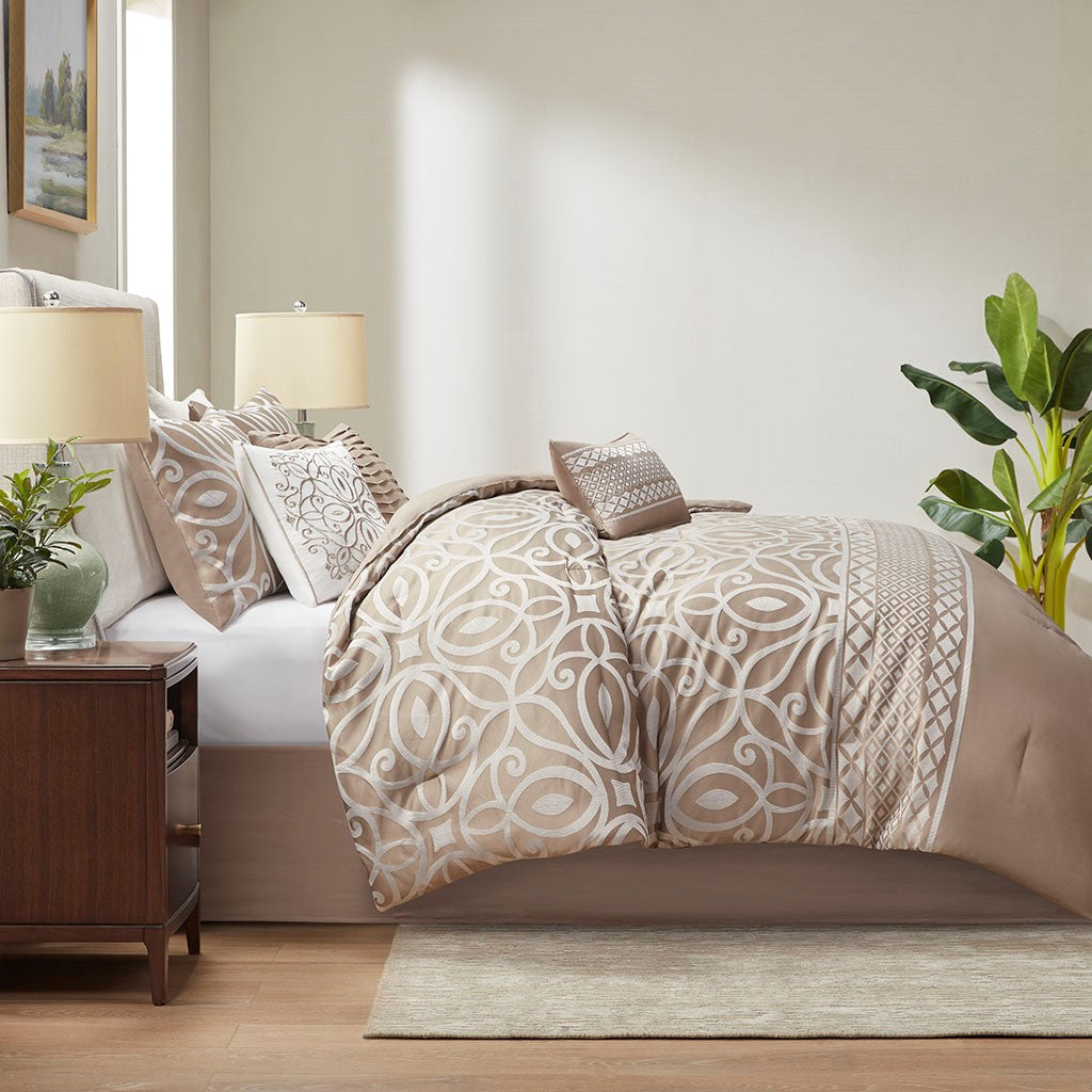 Carina 7 Piece Jacquard Comforter Set