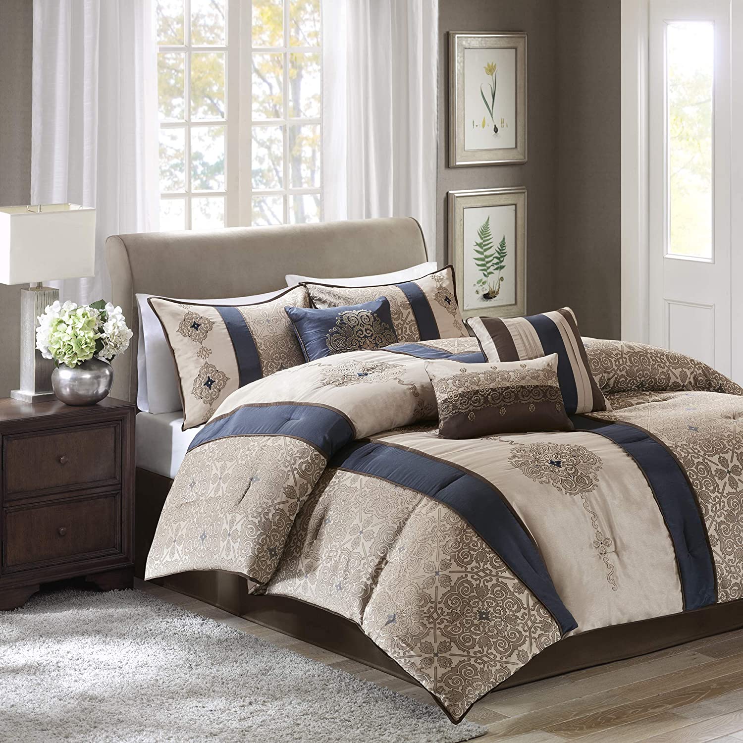 Donovan Navy 7-Piece Comforter Set Comforter Sets By Olliix/JLA HOME (E & E Co., Ltd)