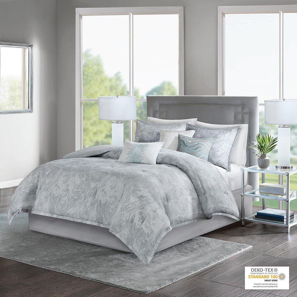 Emory Grey 7-Piece Comforter Set Comforter Sets By Olliix/JLA HOME (E & E Co., Ltd)