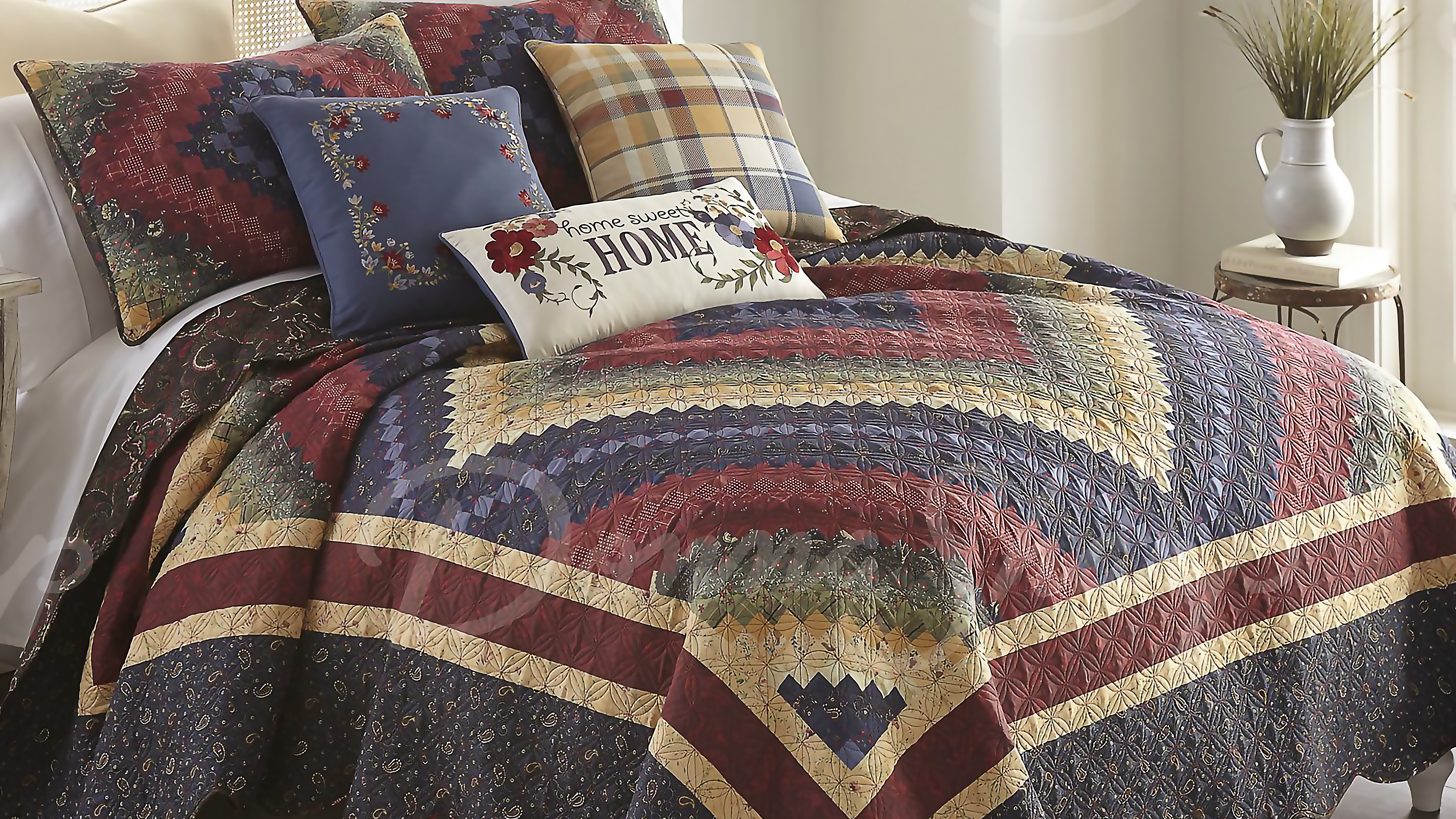 Spice Postage Stamp 3-Piece Microfiber Ultra Comfort Quilt Set