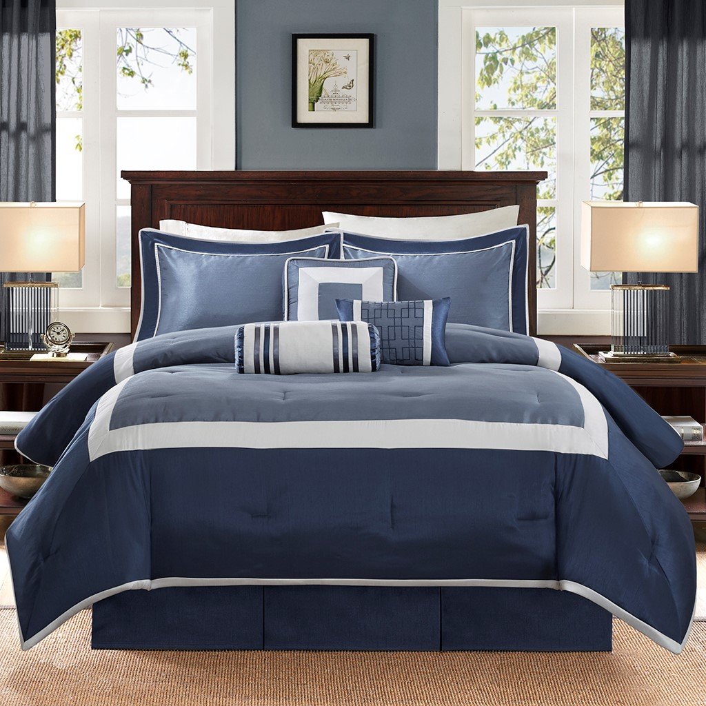 Genevieve Navy 7-Piece Comforter Set Comforter Sets By Olliix/JLA HOME (E & E Co., Ltd)