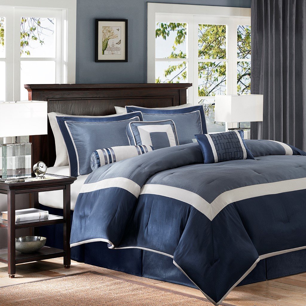 Genevieve Navy 7-Piece Comforter Set Comforter Sets By Olliix/JLA HOME (E & E Co., Ltd)