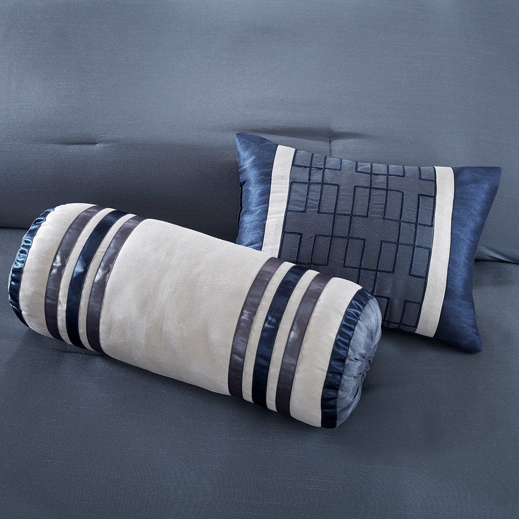 Genevieve Navy 7-Piece Comforter Set Comforter Sets By Olliix/JLA HOME (E & E Co., Ltd)