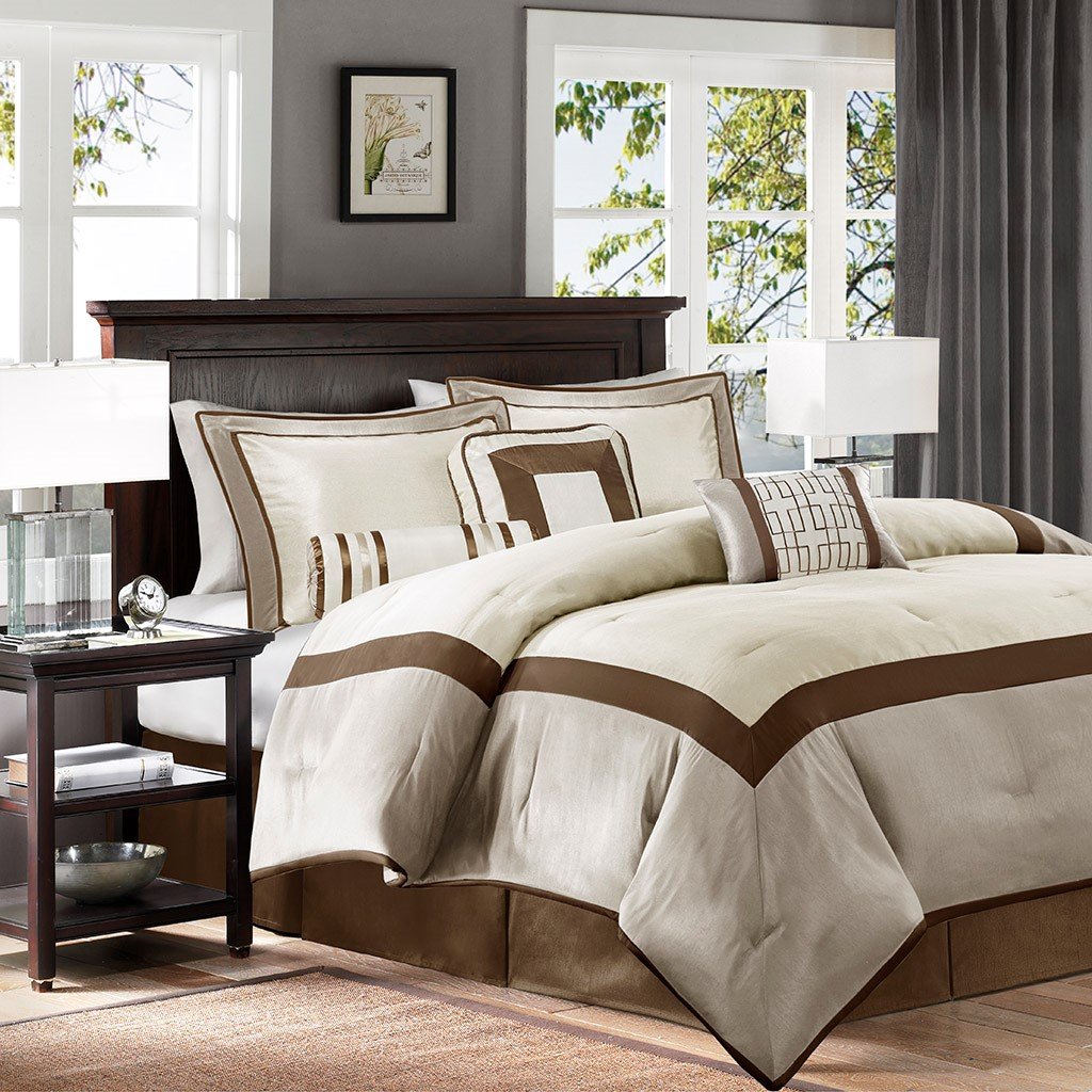 Genevieve Taupe/Brown 7-Piece Comforter Set Comforter Sets By Olliix/JLA HOME (E & E Co., Ltd)