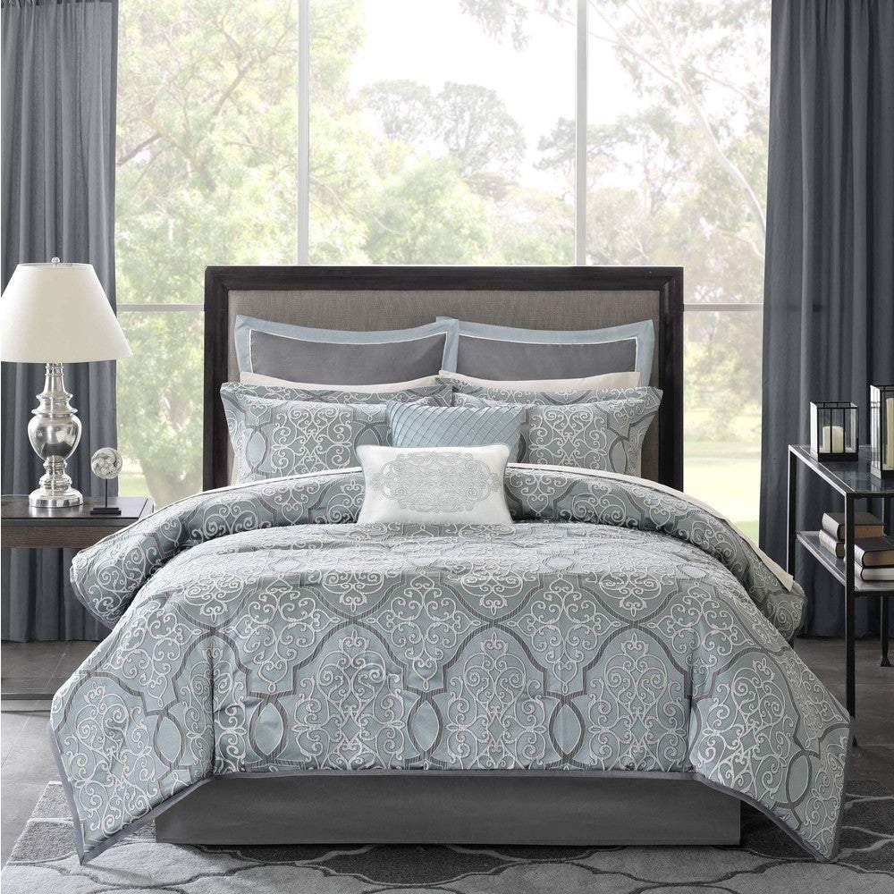 Lavine Blue 12-Piece Comforter Set Comforter Sets By Olliix/JLA HOME (E & E Co., Ltd)