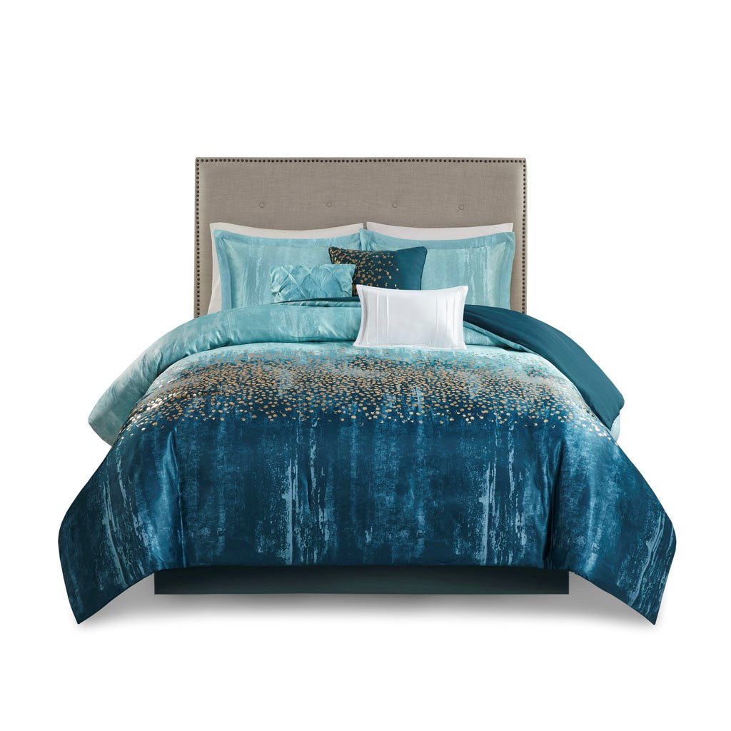 Midnight Garden 7 Piece Metallic Print Comforter Set