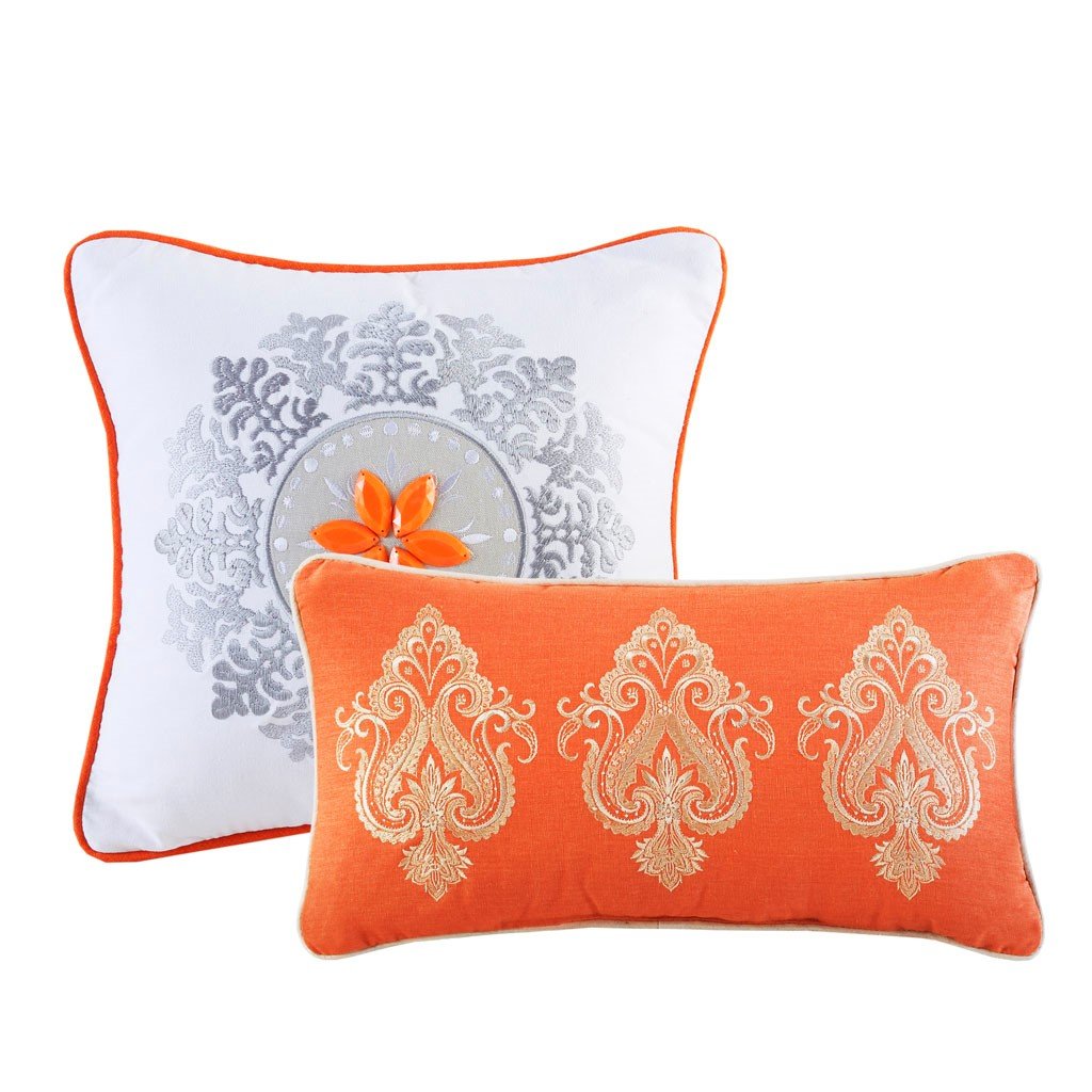 Wilmington Orange 7-Piece Comforter Set Comforter Sets By Olliix/JLA HOME (E & E Co., Ltd)