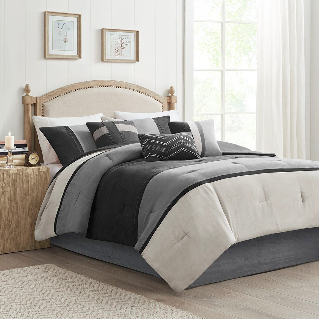 Palisades 7 Piece Faux Suede Comforter Set