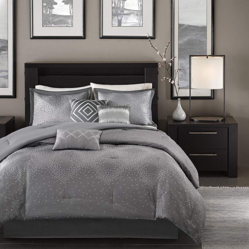 Quinn Grey 7-Piece Comforter Set Comforter Sets By Olliix/JLA HOME (E & E Co., Ltd)