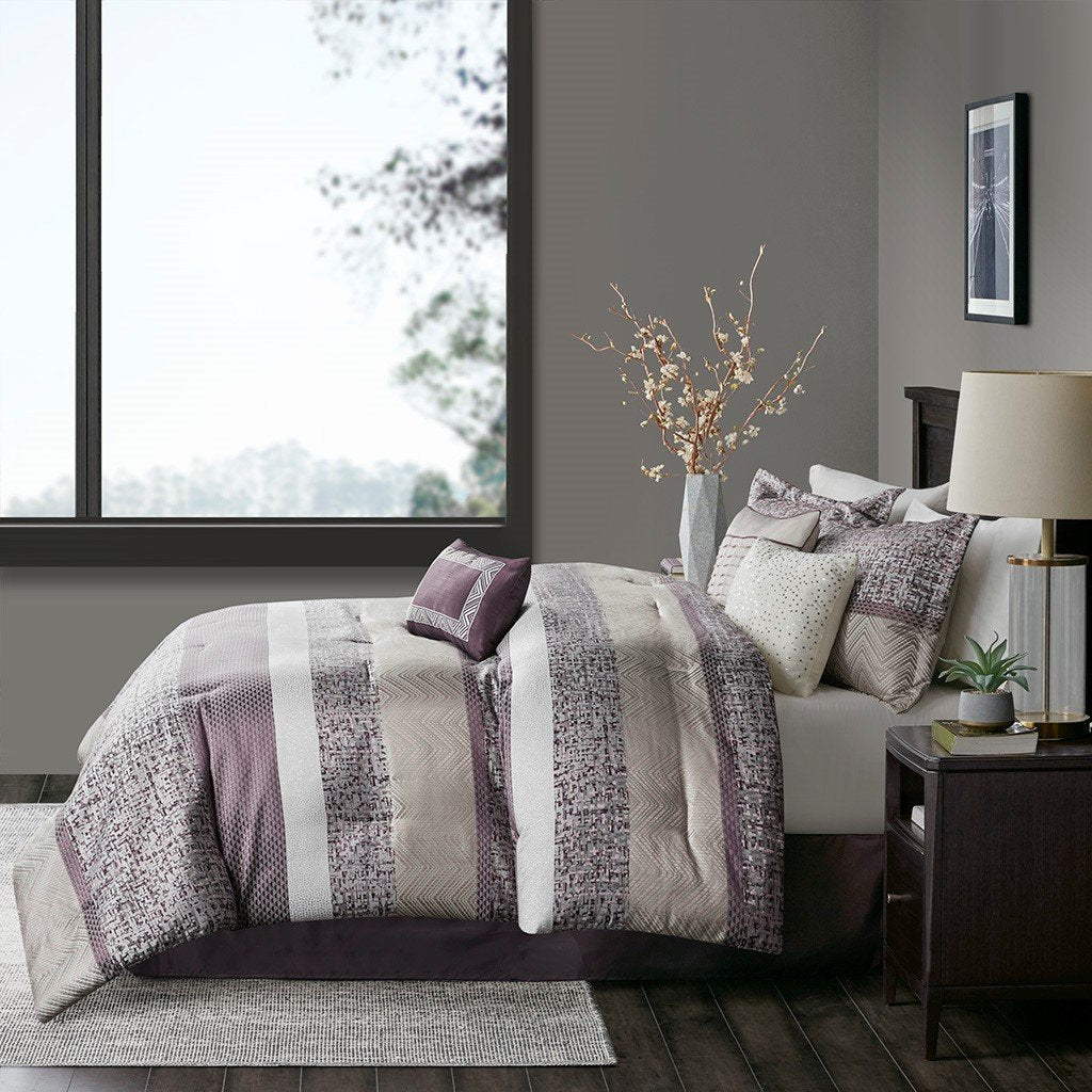 Rhapsody Purple 7-Piece Comforter Set Comforter Sets By Olliix/JLA HOME (E & E Co., Ltd)