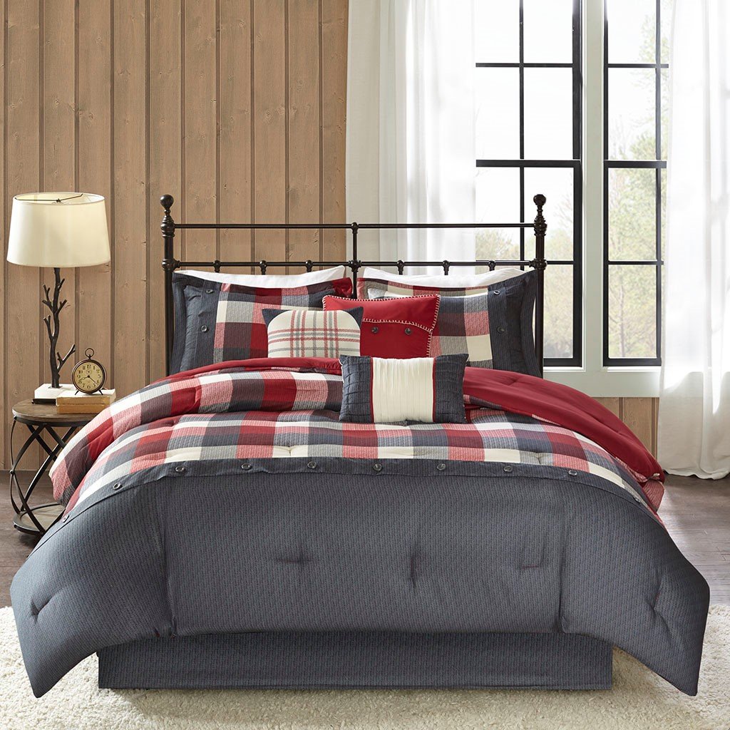 Ridge Red 7-Piece Comforter Set Comforter Sets By Olliix/JLA HOME (E & E Co., Ltd)