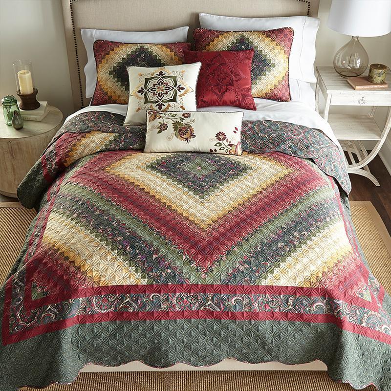 Spice Postage Stamp 3-Piece Microfiber Ultra Comfort Quilt Set Quilt Sets By Donna Sharp