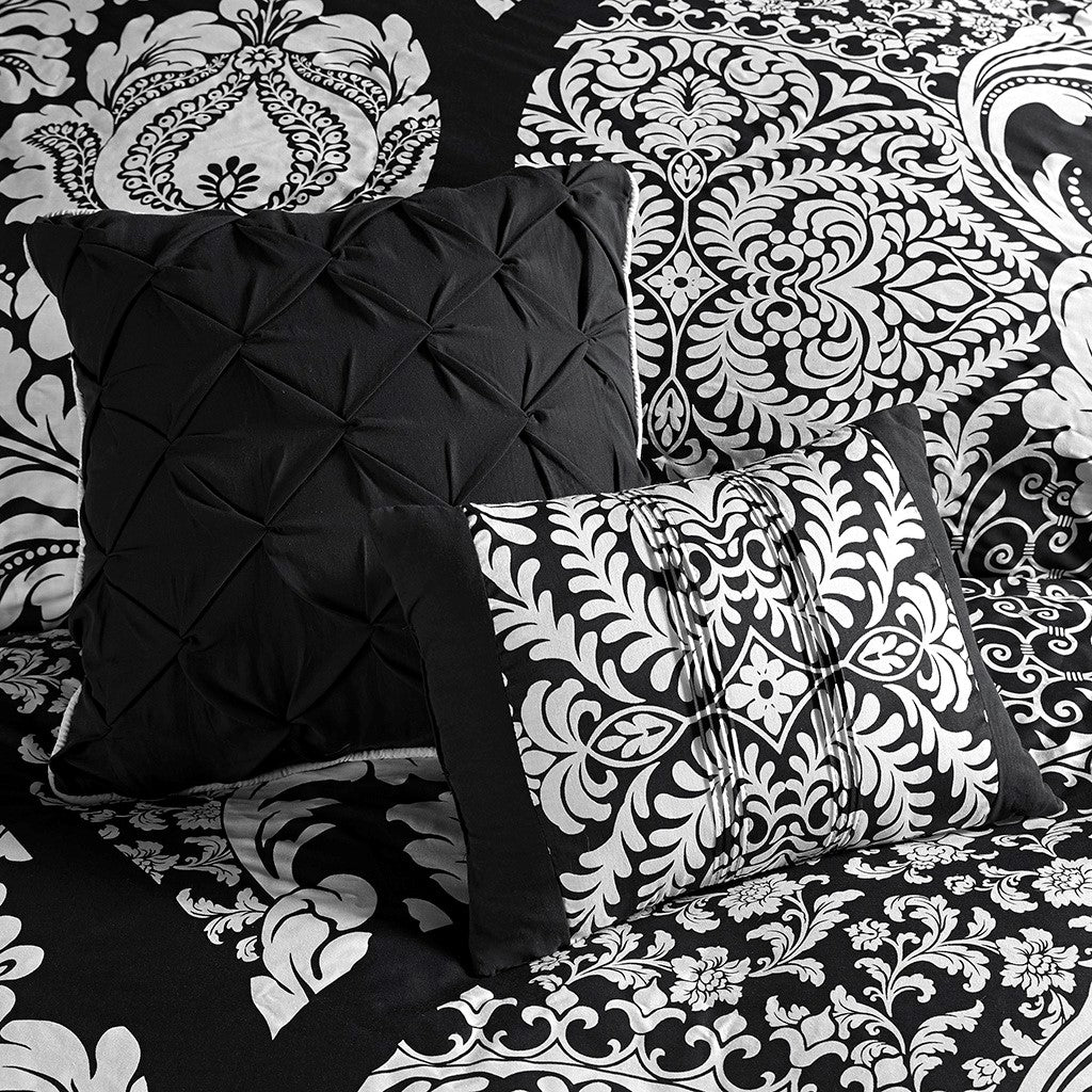 Vienna 7 Piece Cotton Printed Black Comforter Set