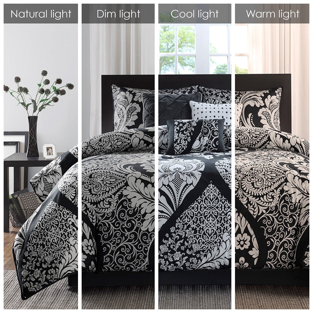 Vienna 7 Piece Cotton Printed Black Comforter Set