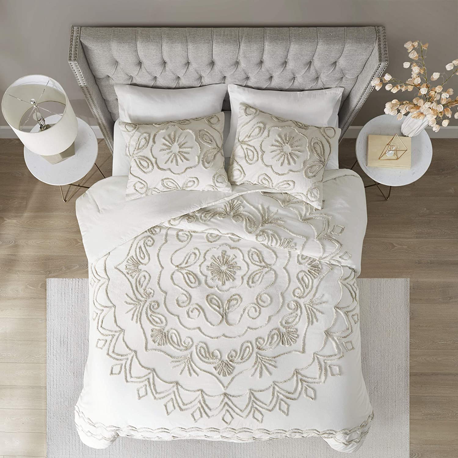 Violette Ivory/Taupe 3-Piece Comforter Set Comforter Sets By Olliix/JLA HOME (E & E Co., Ltd)