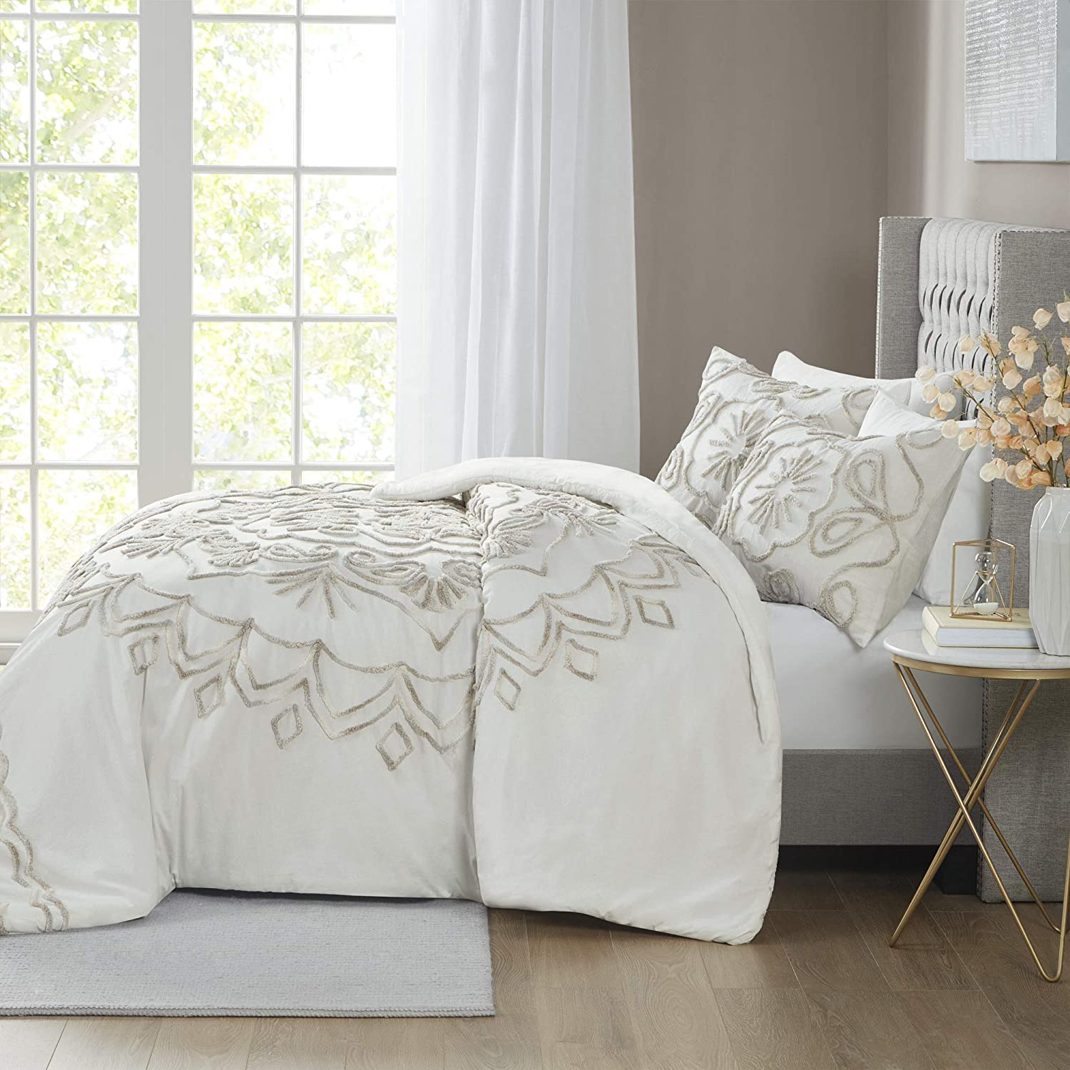 Violette Ivory/Taupe 3-Piece Comforter Set Comforter Sets By Olliix/JLA HOME (E & E Co., Ltd)